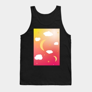 Ombre moon and cloud print Tank Top